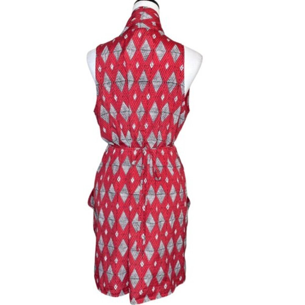 Collective Concepts Red Mod Geometric Diamond Tulip Mini Dress L - Picture 3 of 7